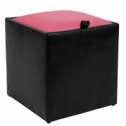 Taburet Box imitatie piele - negru/roz